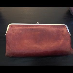 Pink leather hobo wallet